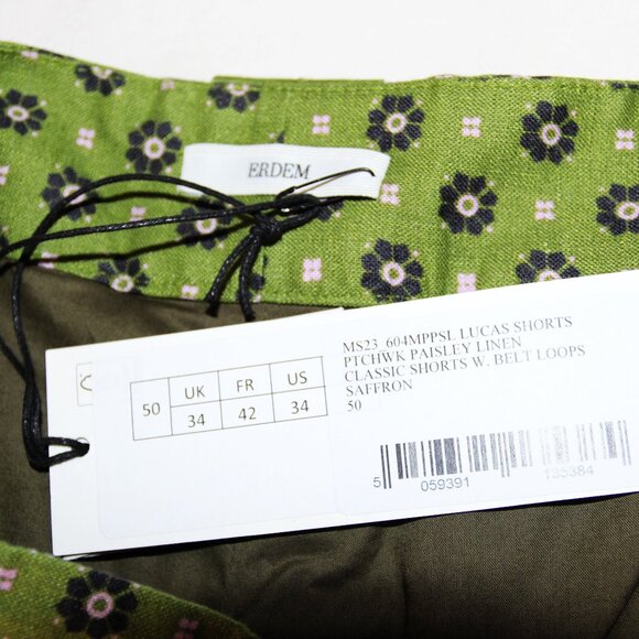 BNWT SS23 ERDEM LUCAS PATCHWORK PAISLEY LINEN SHORTS 50 - Picture 6 of 14